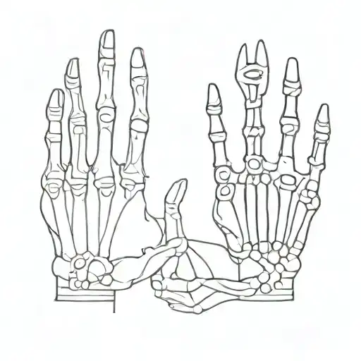 Skeleton Hand Holding Negative Trait Cards