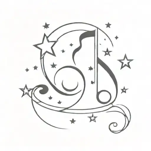 Stars And Moon Music Notes Floating