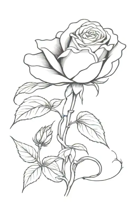 Graceful Blade Wrapped In A Rose On A Stem