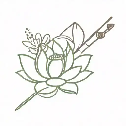 Flute With Lotus Flower Surrounded