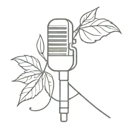 A Minimalist Design Of A Microphone And A Cocaine Leaf Intertwined