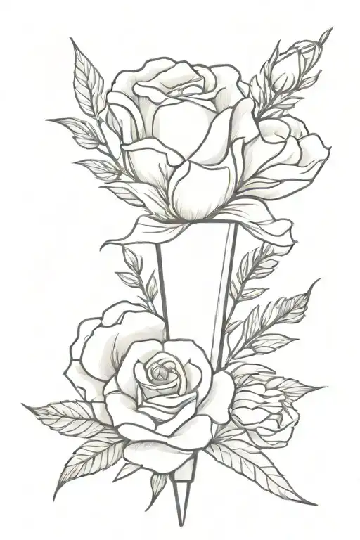 Dagger Wrapped In Carnation Flowers