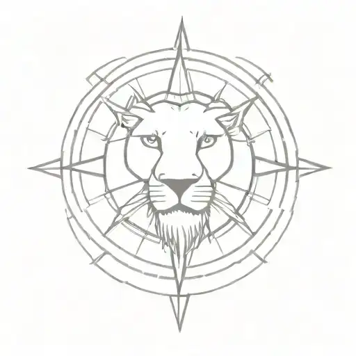 Compass With Half A Lion's Head Inside