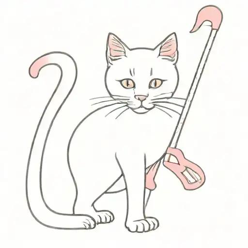 Cat With A Scythe And Pink Mittens