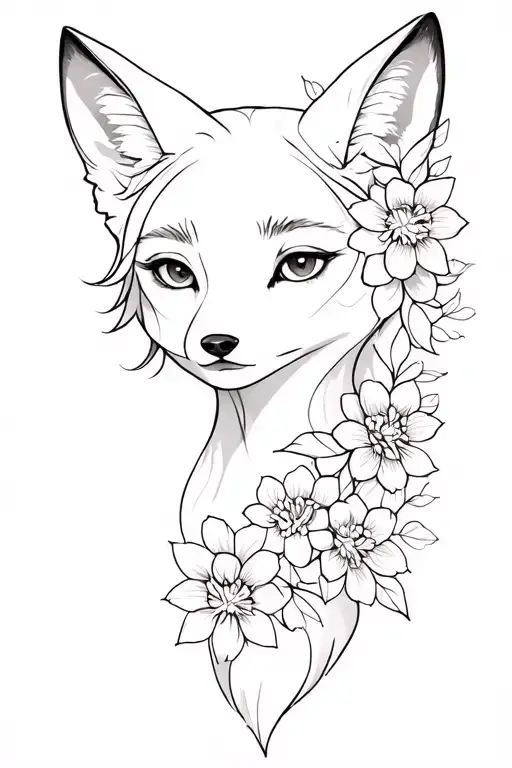 Fox Girl In Flowers
