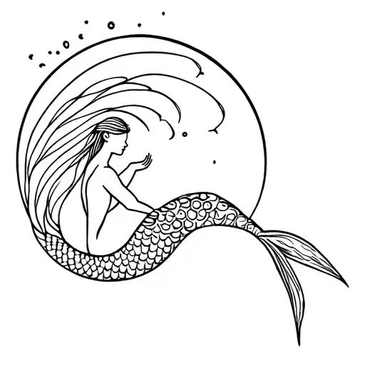 Mermaid Watching The Sun Shining