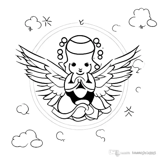 Outline Small Baby Angel Tattoo Designs