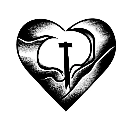 Christian Cross Planted In A Heart With Rivers Coming Out Of It
