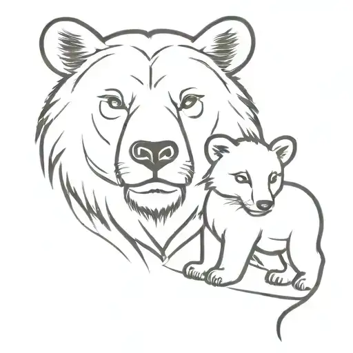 Bear And Lion Cub