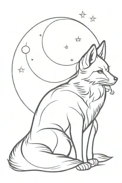 Fox Looking At Moon