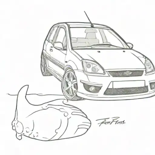 Ford Fiesta Mk 5 2007 Front View Cartoon