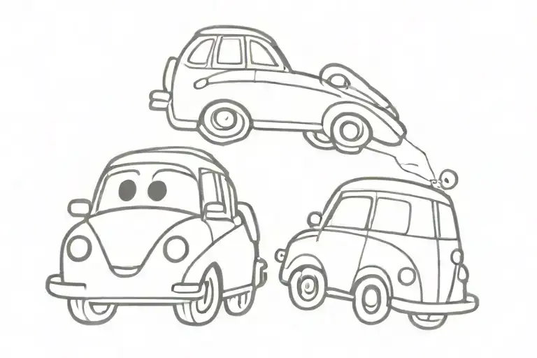 2 Cartoon Cars Looking At Each Other