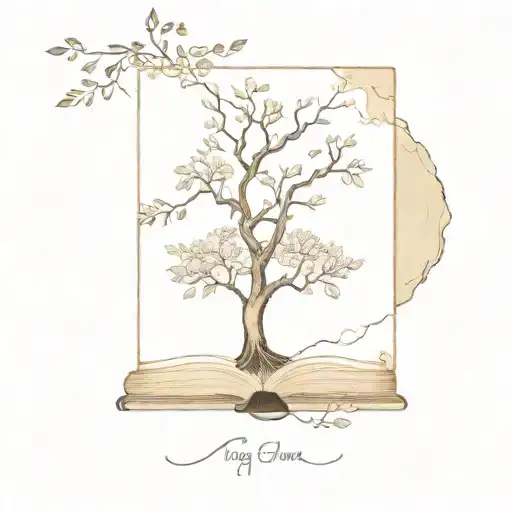 Tree Coming Through Gem And Book Pages