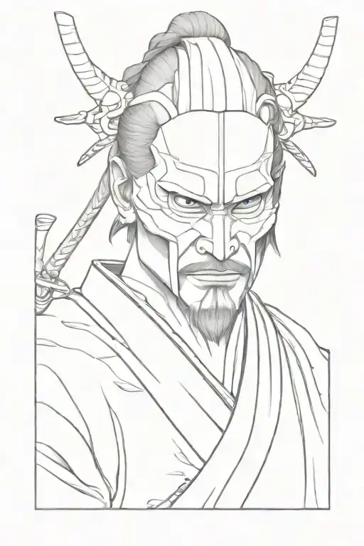 Samurai Japanes With Skull Face Morphing