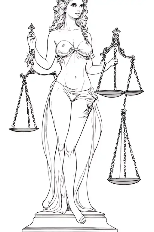 Sexy Lady Of Justice Holding Scales Of Justice Full Body