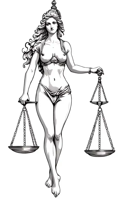 Lady Of Justice Holding Scales Of Justice Full Body