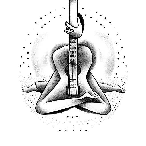 Yoga Poses Forming The Shape Of A Guitar