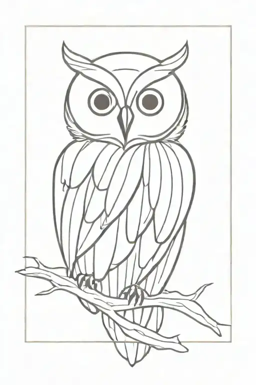 Simple Black And White Owl Wing And Head