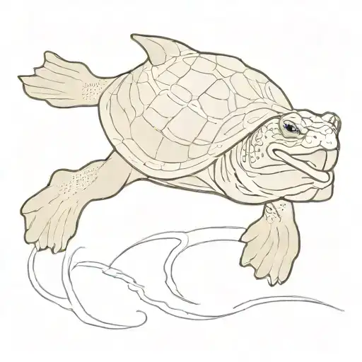 Softshell Turtle Swimming Gracefully