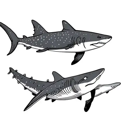 Hammerhead Shark And Whale Shark