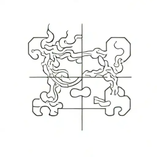 Two Puzzle Tiles With Fire In One And Water In The Other