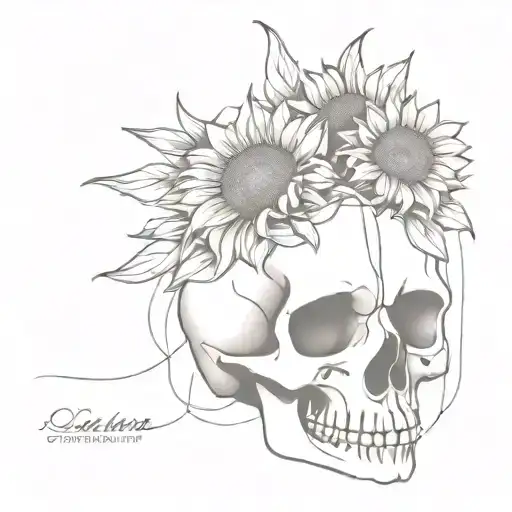 Skull And Sunflowers Wrapped