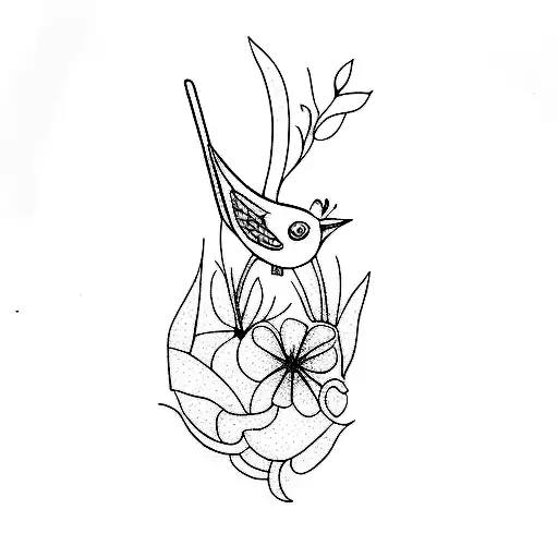 A Bird With A Flower In Its Mouth