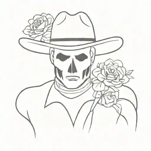Ghost With Cowboy Hat And Flowers