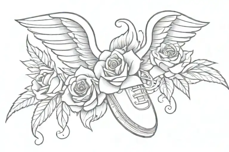 Running Shoe Angel Wings Rose Growing