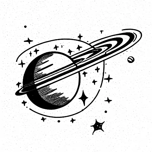 Planet Saturn With Spaceman