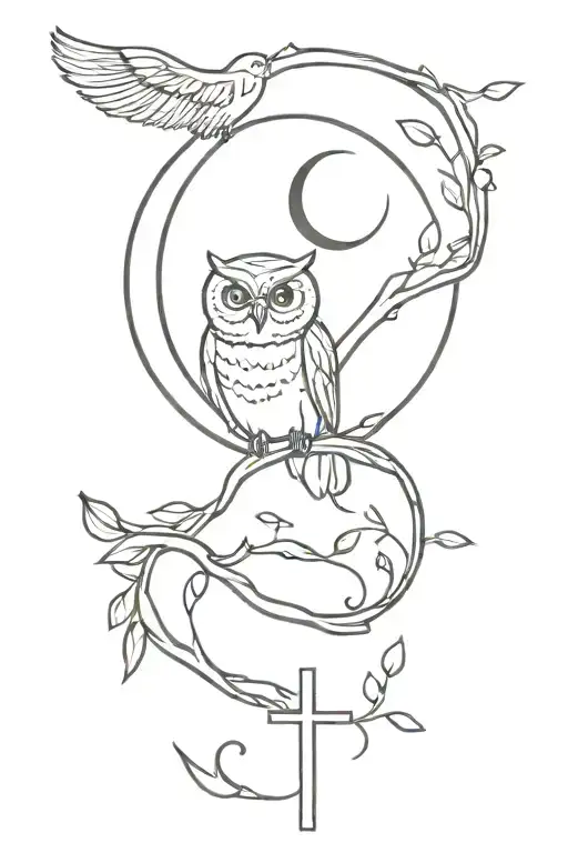 Bible Verse With A Cross And A Owl And Moon