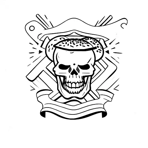 Flag Skull With A Burger Head