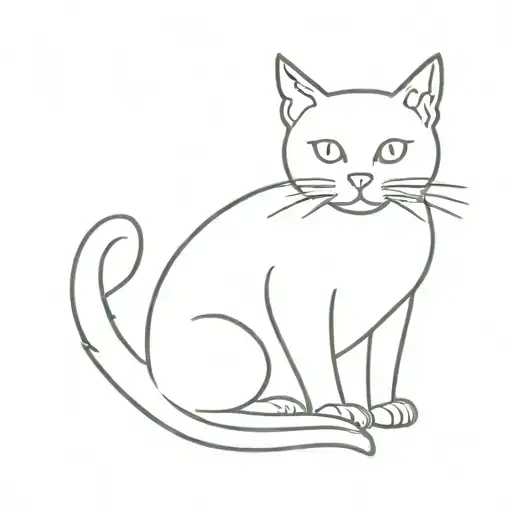 Ginger Cat Outline Tatoo Design