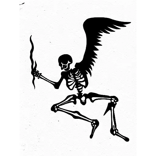 The Fallen Angel Painting With Skeleton