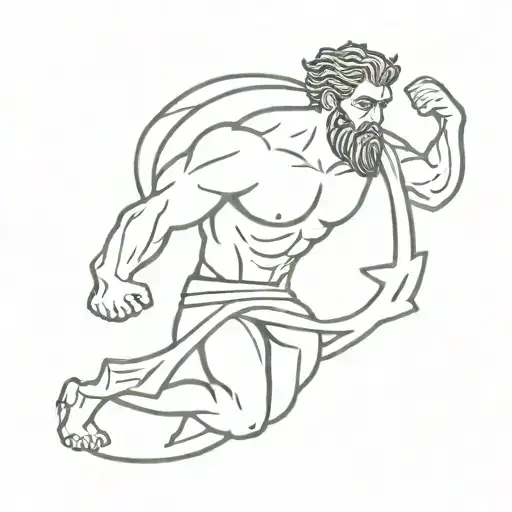 A Minimalist Tattoo Of A Greek Mythological Figure Like Hercules Showcasing Strength