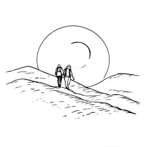 Two Hikers Father And Daughter On The Camino De Santiago Shell