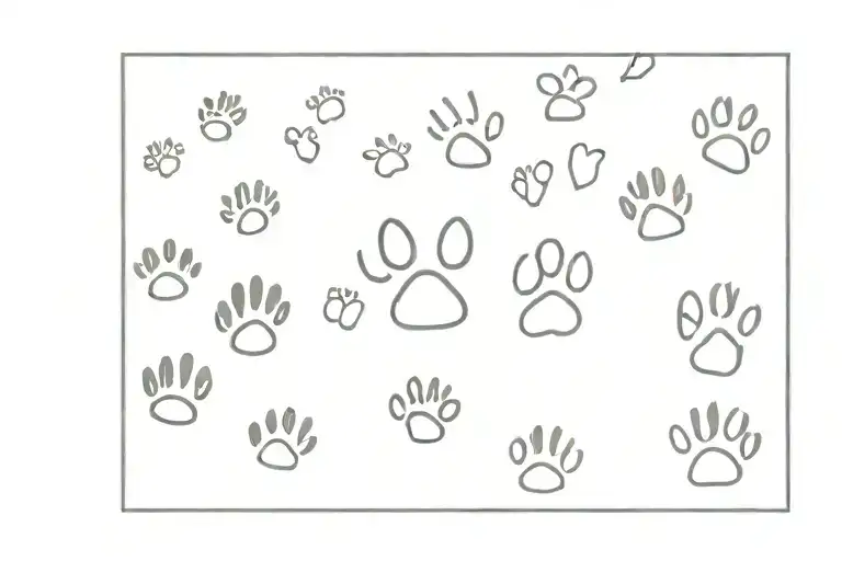 Dog And Cat Foot Prints Arranged