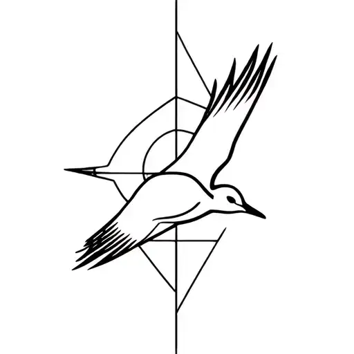 Abstract Stork Bird Flying Geo Symteric Shapes