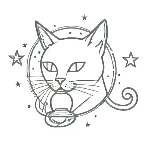Black Cat With A Bell And Stars Representing The Client's