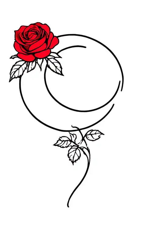 Moon And Red Rose