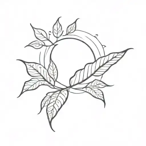 Artistic Leaf And Sun Design