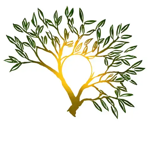 Olive Tree Silhouette Sun Shining