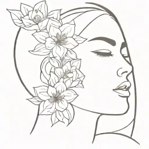 June Birth Flower Combined With Womans Face