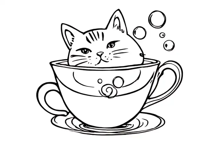 Cat In Teacup Magic Bubbles