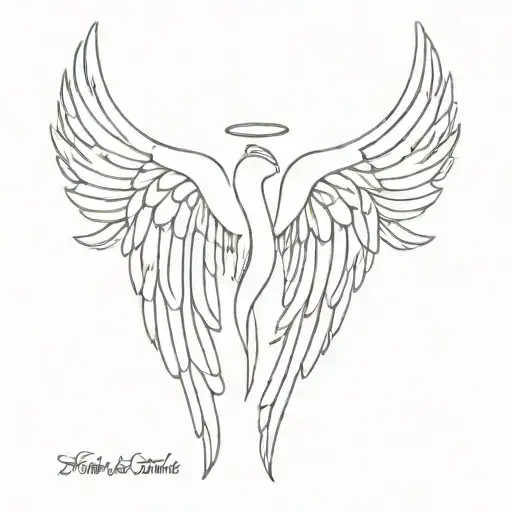 Minimalistic Angel Wings With 7 15 2005 Roman Numeral