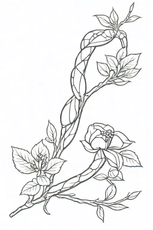 Snake And A Rosehip Branch