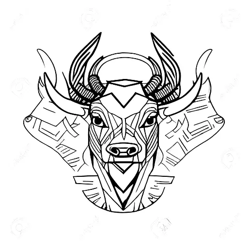 Symmetrical Bull And Crow On A Mountain