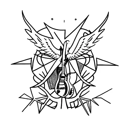 A Minimalist Tattoo Of A Guitar With Lil Peep Lyrics Incorporated Into The Design