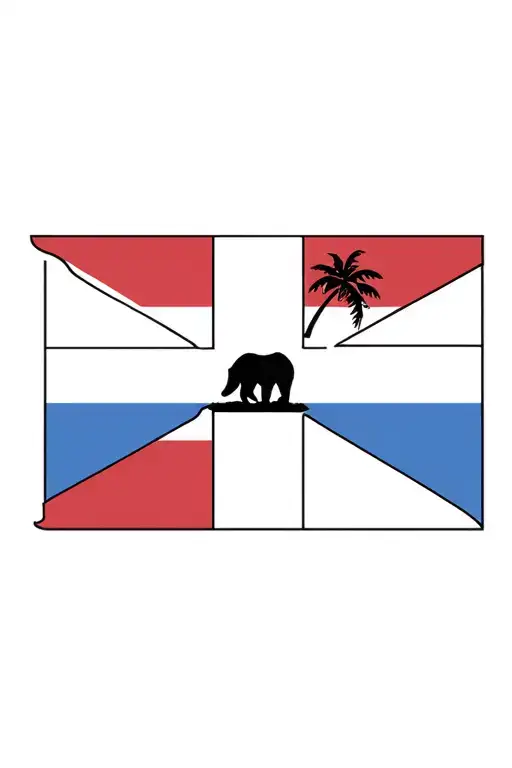Dominican Flag Incorporated With Bear And Palm Tree