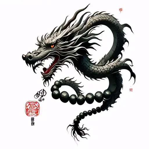 Chineese Dragon Warped Around Praying Beads